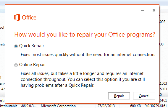 i need to repair my office for mac